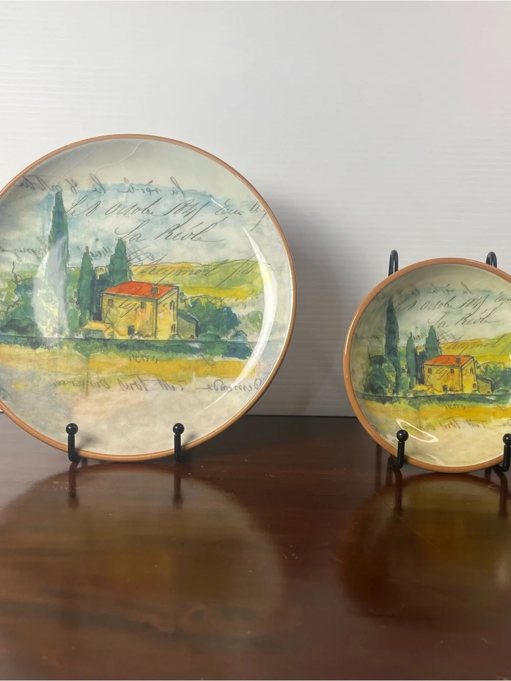 Paysage Salad/Dessert Plate With Dipping Bowl By artist Marc Lacaze